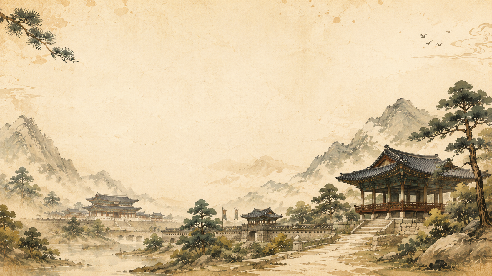 한국 전통 수묵화 배경
